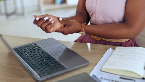 Wrist-pain,-business-woman-hands