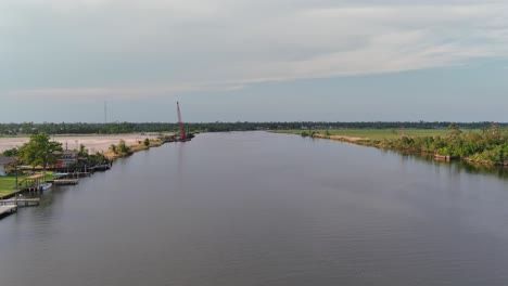 Aerial-of-the-Calcasieu-River,-Lake-Charles,-Louisiana