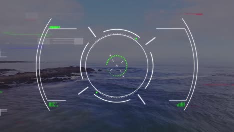 animación del escaneo de alcance sobre el paisaje marino