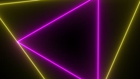 túnel de triángulo de neón de ciencia ficción. fondo abstracto con animación de estrellas de neón. plantilla de video de glamour 4k para un evento de moda. bucle sin costuras