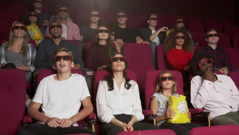 audience in cinema watching 3d horror film shot on r3d