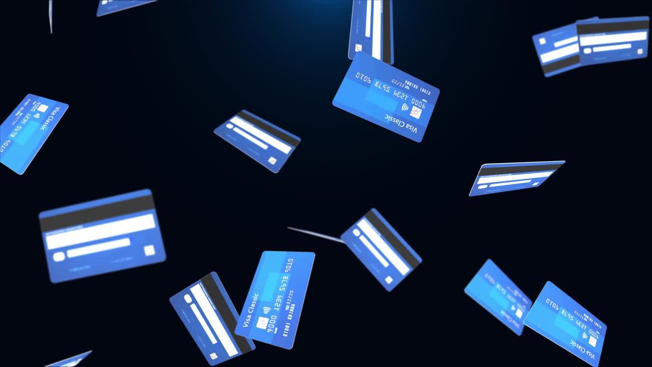 Modern plastic credit cards of ecommerce or commercial banking money transfer and finance concept