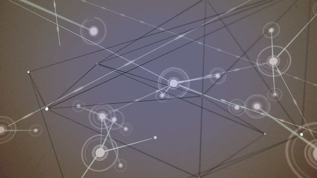 animación de la red de conexiones con iconos y formas sobre fondo gris