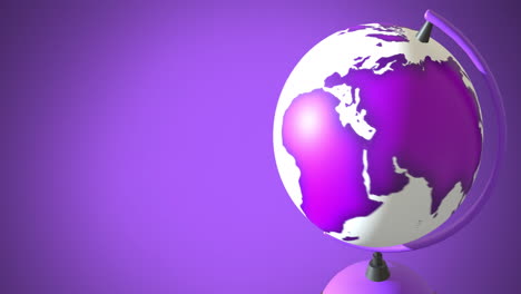 animación de globo púrpura y blanco girando sobre un fondo púrpura