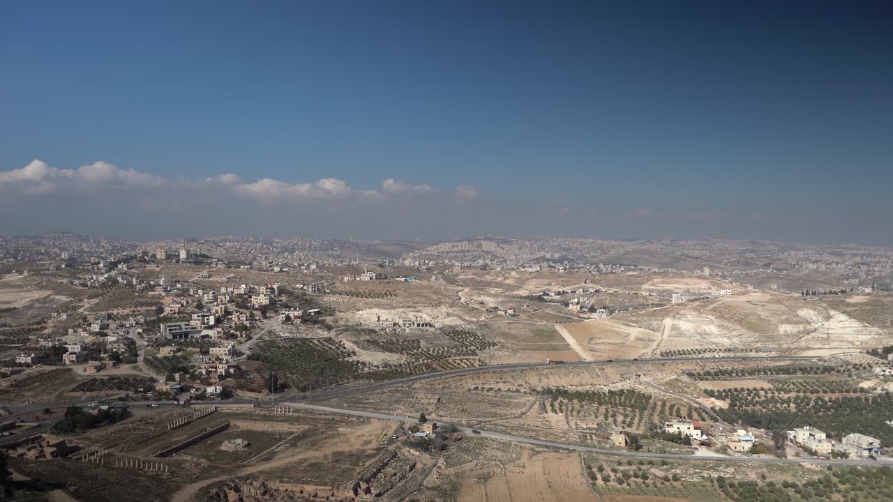 Herodium Israele, vista del paesaggio urbano di Gerusalemme.