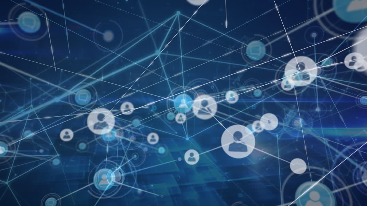 animación de la red de iconos de personas que transfieren datos