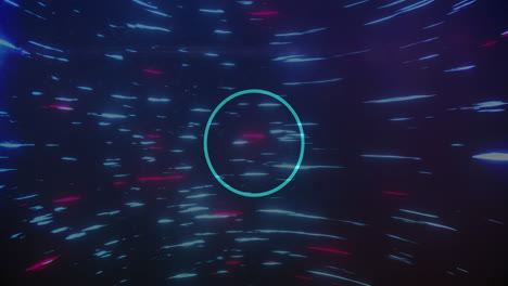 animación de círculos, luces azules y rosadas que se mueven rápidamente sobre un fondo negro