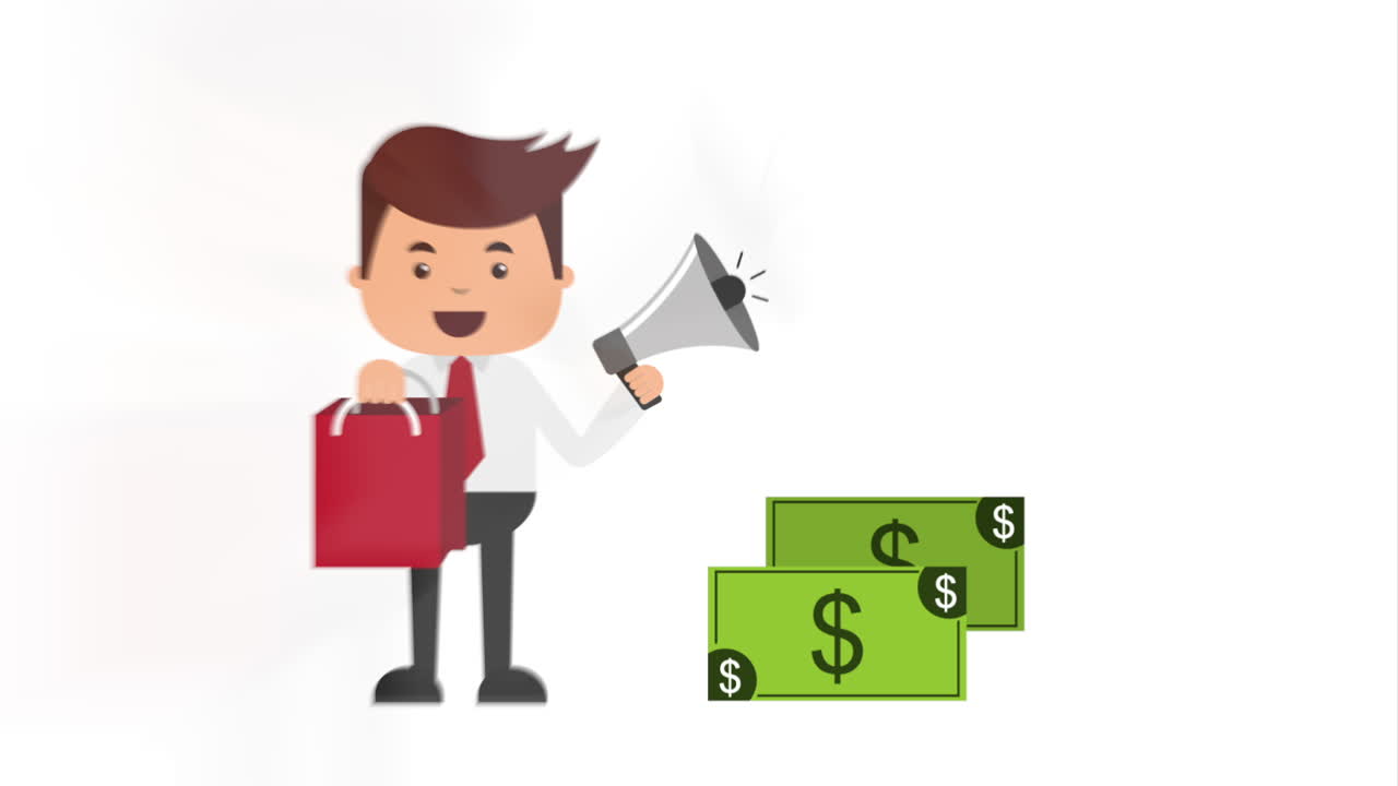 쇼핑 가방과 비즈니스맨 디자인