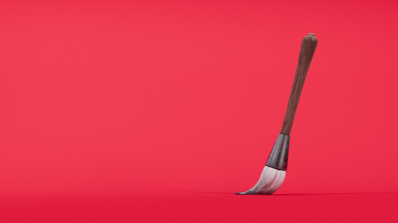 animación en bucle de pincel chino antiguo, renderización en 3d.