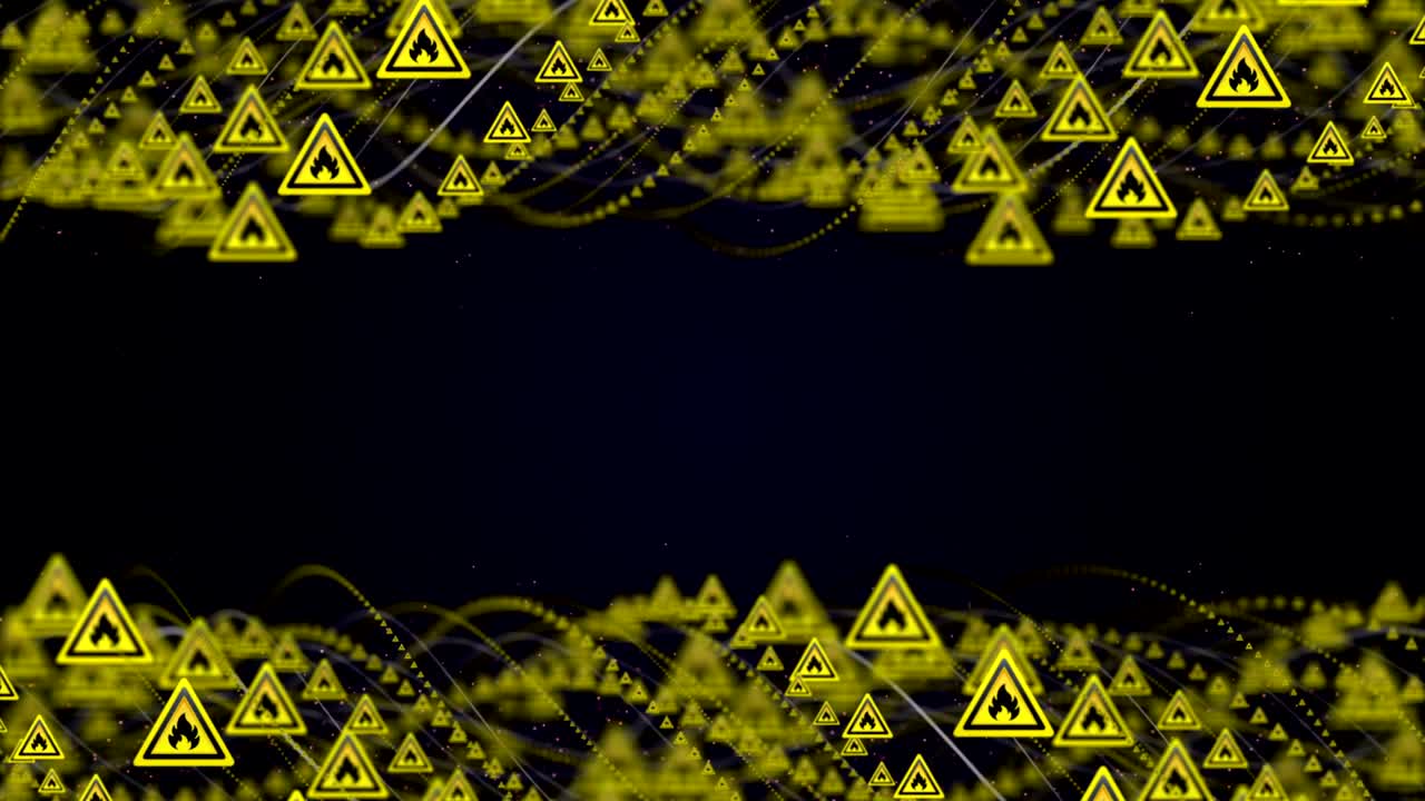 llama, símbolos de peligro inflamable animación, representación, fondo, bucle