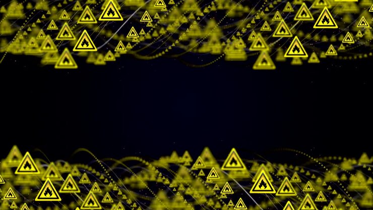Flame, Flammable Danger Symbols Animation, Rendering, Background, Loop