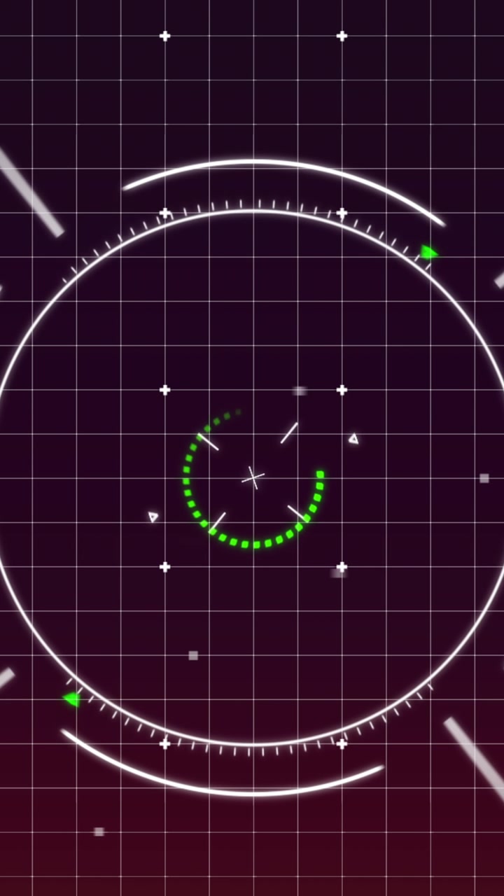Animation of scope scanning over grid network against purple gradient background