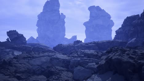 rocky landscape with tall rock formations