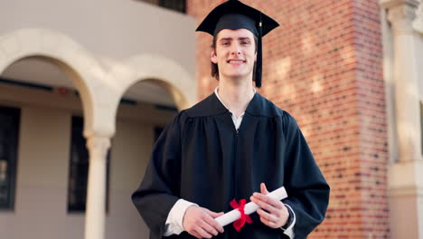 graduation, face and man laughing with diploma