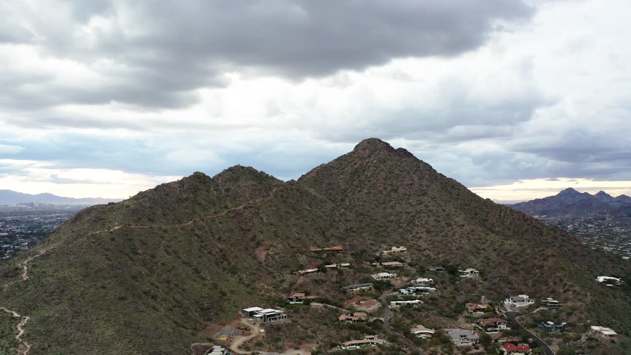 Drone shot of Arizona's Camelback Mountain during midday