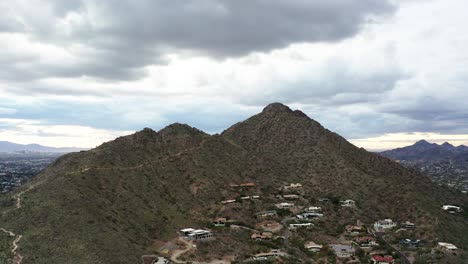 drone shot of arizona's camelback mountain during midday