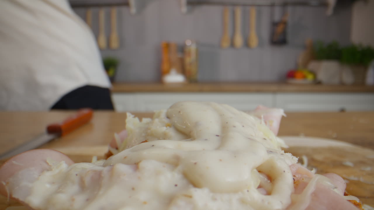 Making a Croque Monsieur Sandwich