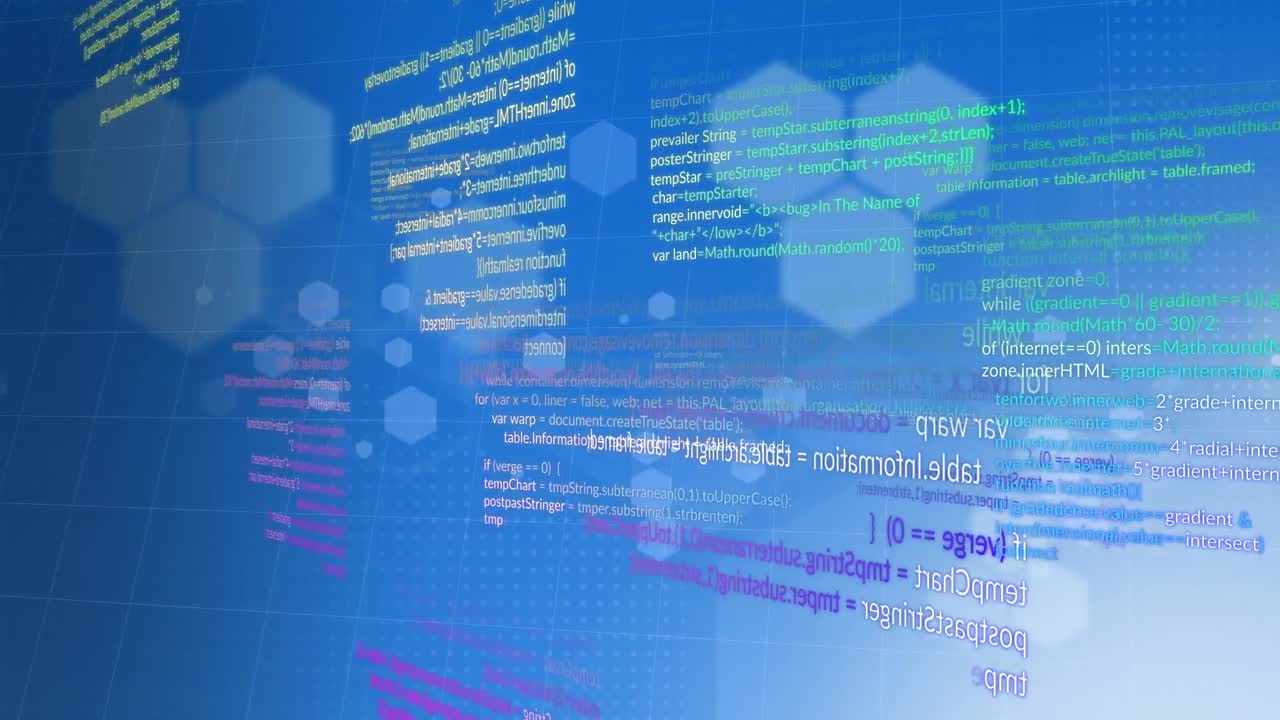 파란색 배경에 있는 데이터 처리의 애니메이션