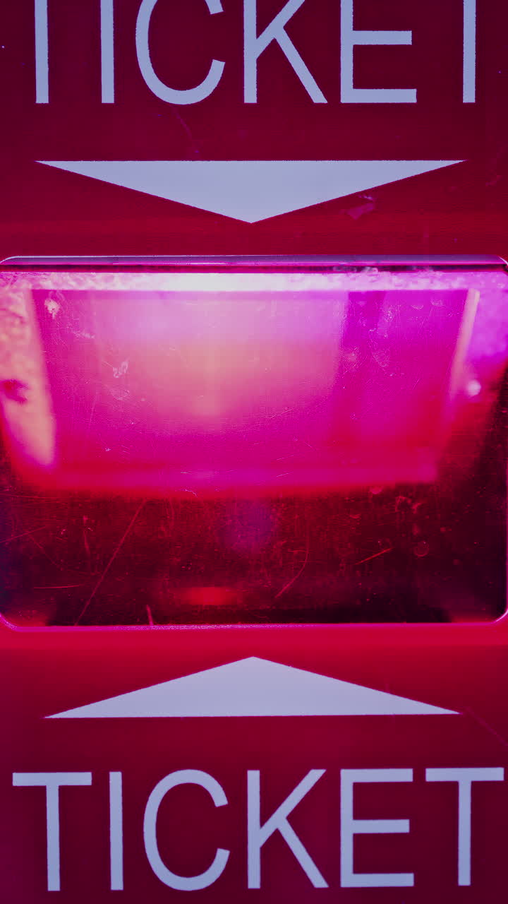 Close up of a red ticket output with flashing lights