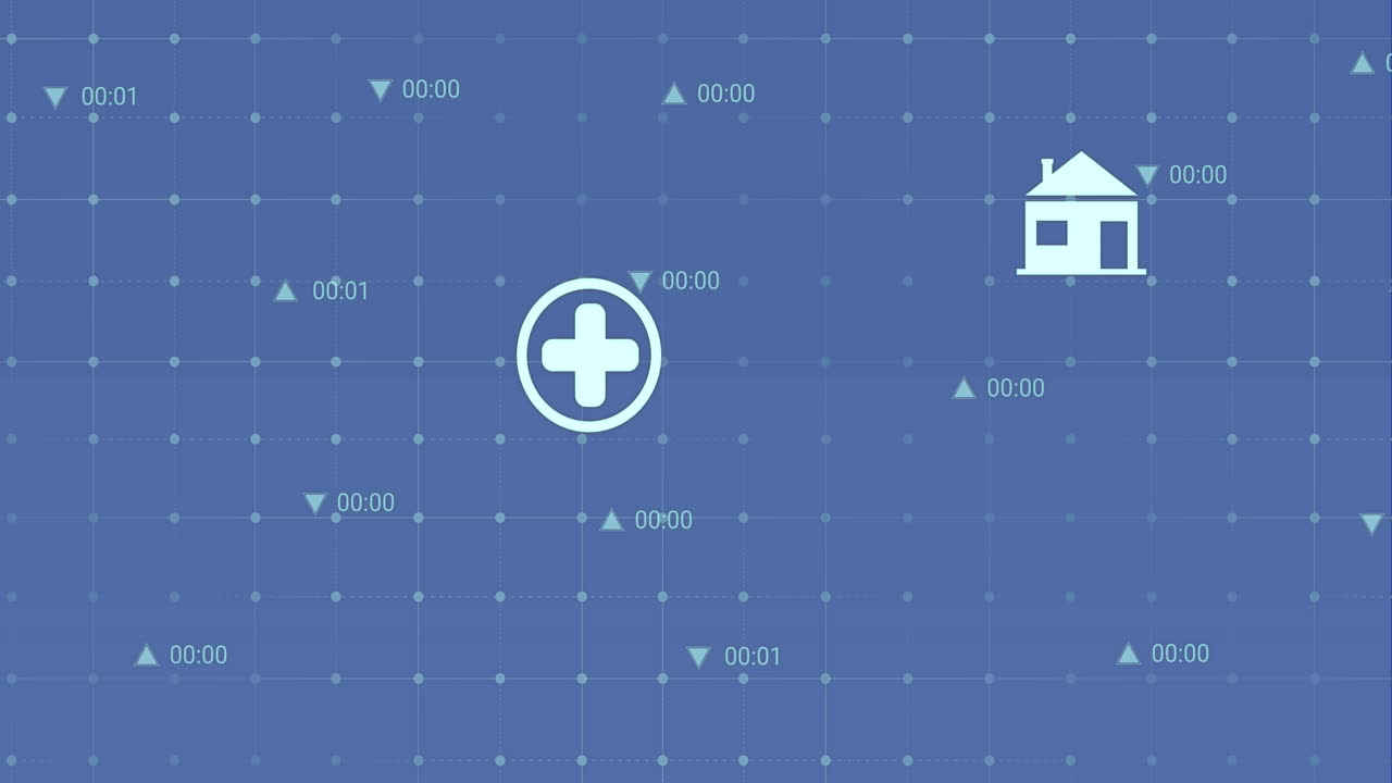 주식 시장 위의 아이콘으로 데이터 처리의 애니메이션