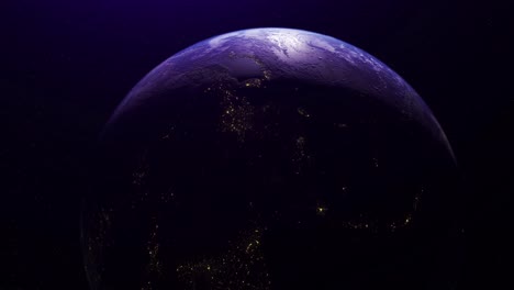 la tierra por la noche desde el espacio