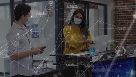 animación de la red de conexiones sobre las personas en la oficina