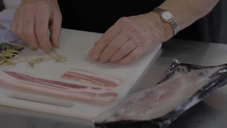 Preparation-of-a-horderve-appetiser-using-bacon-and-prunes