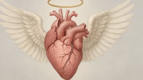 heart with angel wings and halo