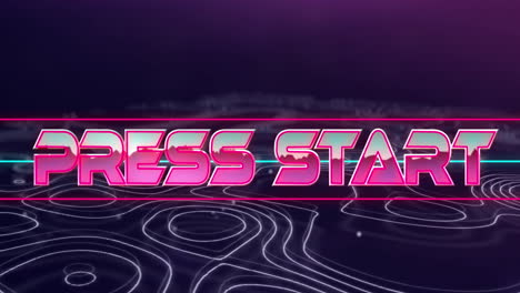 press start text over topography against purple background