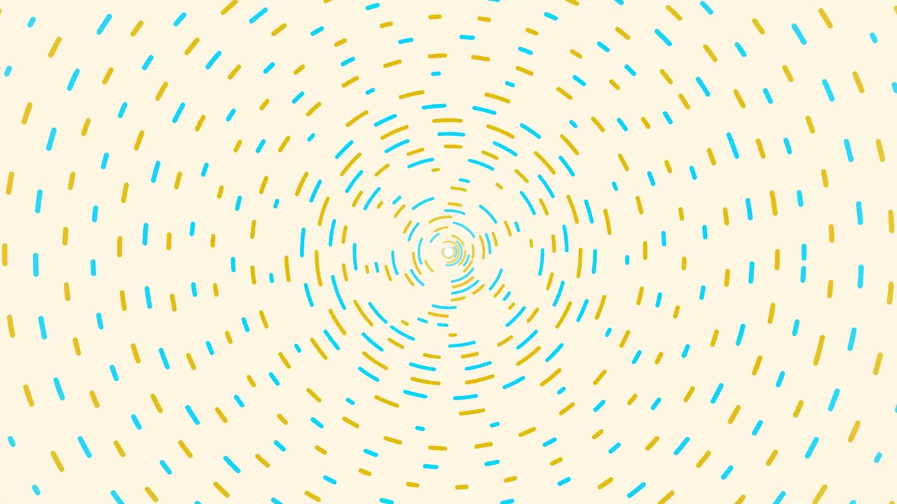 Abstract Animation of Rotating Blue and Yellow Dashed Lines