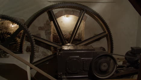 historic water-powered sawmill mechanism