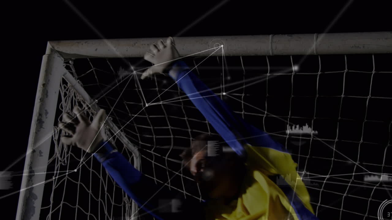 animación de redes de conexiones sobre el jugador de fútbol