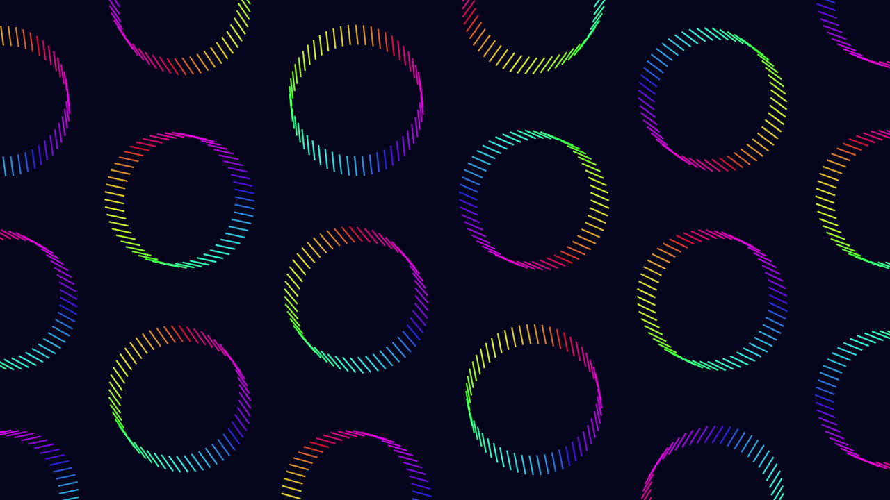 Vibrant circles a playful seamless pattern on a black background