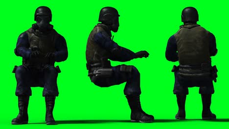 animación de soldado militar. físico, movimiento, desenfoque. animación realista 4k. pantalla verde