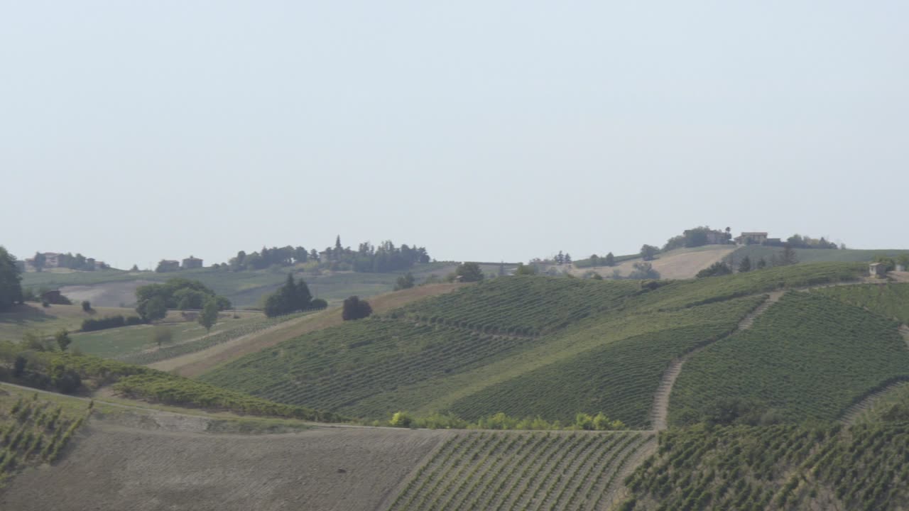 Landscape of Oltrepo' Pavese with vineyards and villages