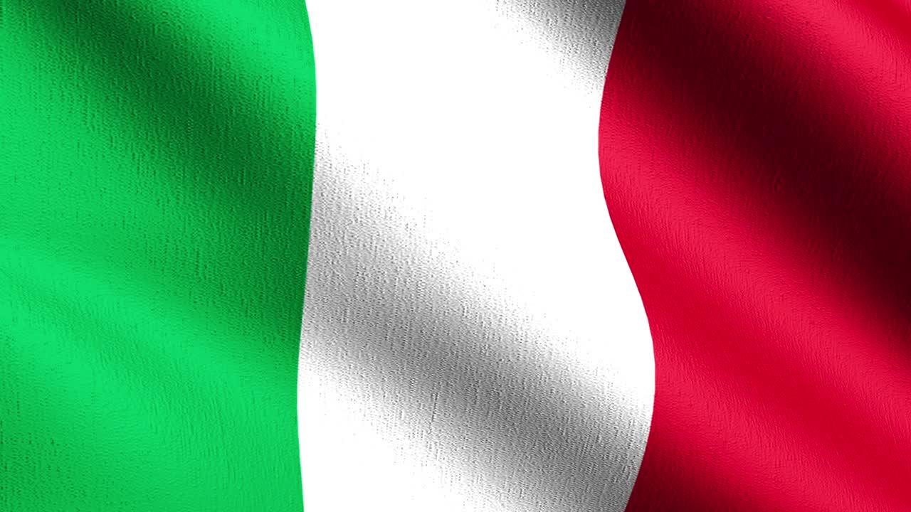 바람에 날아다니는 이탈리아 국기, 공식적인 애국적 추상 디자인, 흔들리는 기호의 3d 렌더링 일러스트레이션
