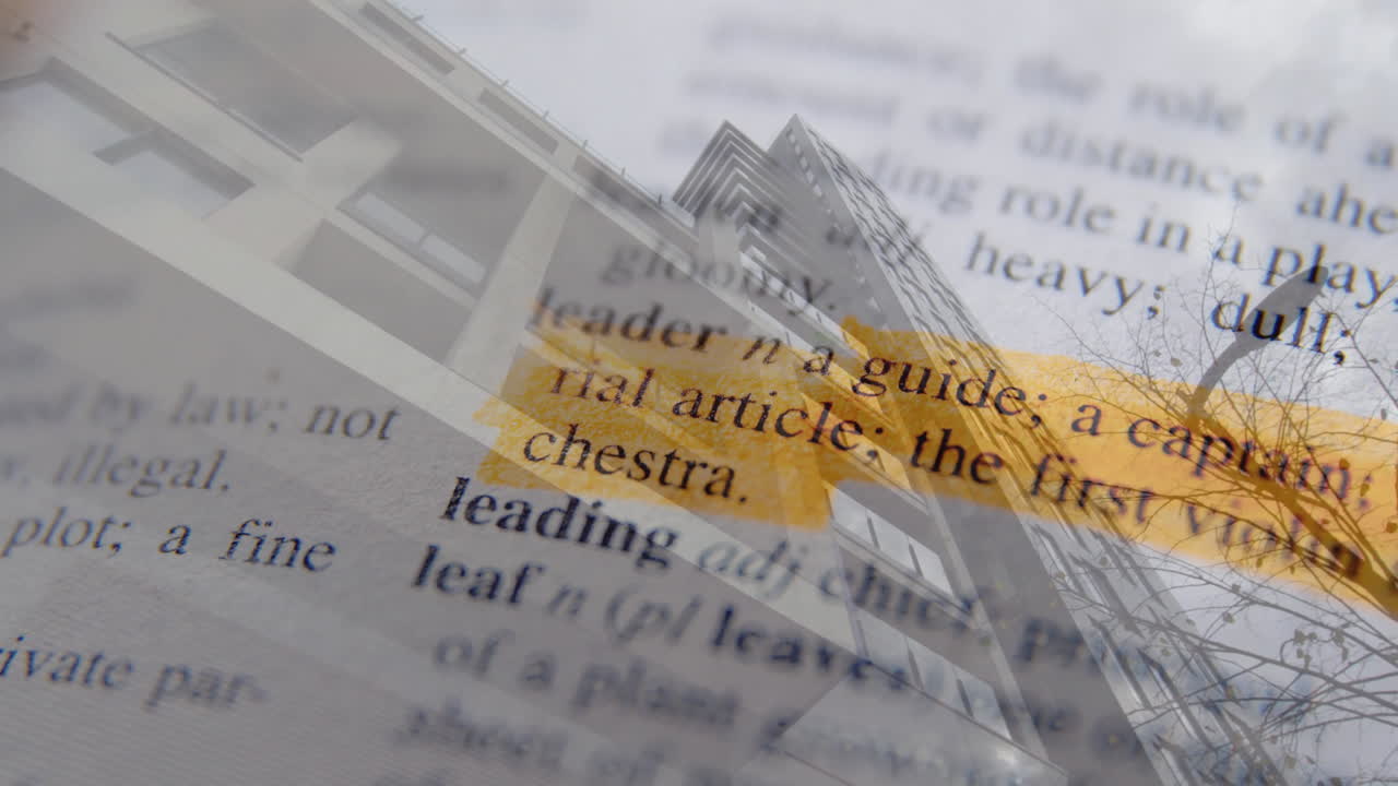 Animating highlighted dictionary text on building exterior