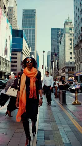 woman walking in new york city