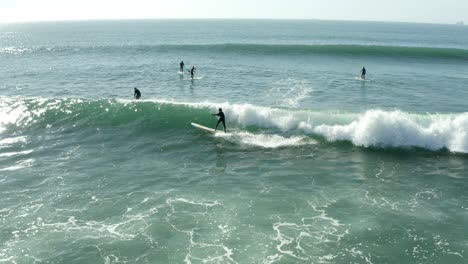 4k stand up paddle surf in beautiful cascais beach in portugal