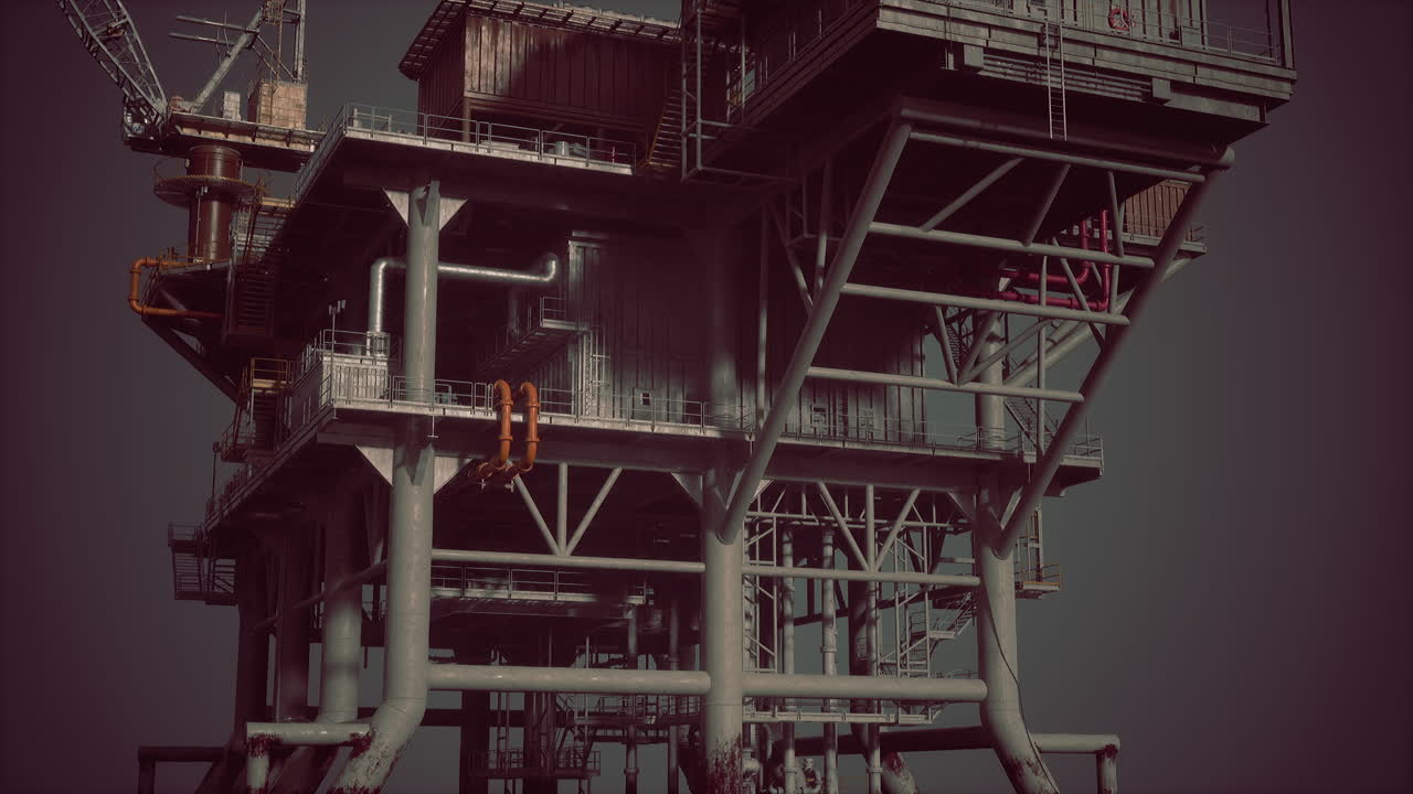 Detailed 3D Render of an Offshore Oil Rig