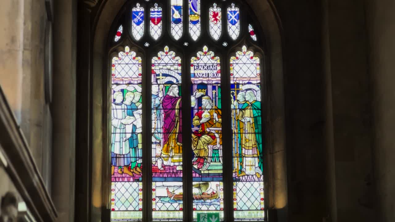Bath Abbey Stained Glass Windows The Coronation King Edgar