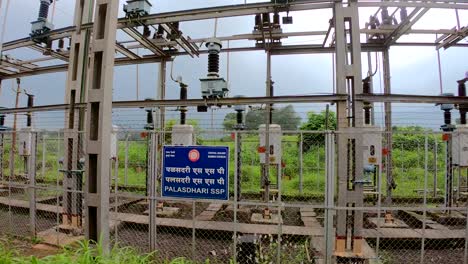high voltage power station for railways electricity high | voltage substation with tall pylons and voltage distribution cables of railways