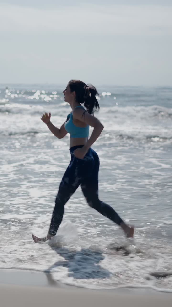 Woman running on the beach