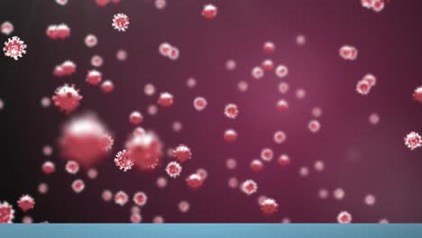 Animation-of-covid-19-cells-floating-on-red-background