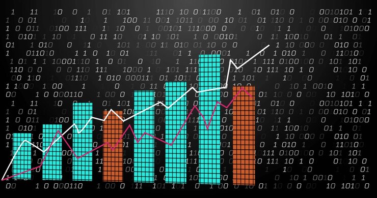 Tiled bar chart triggered by pink marker, growing left-to-right while lines drawing to show data