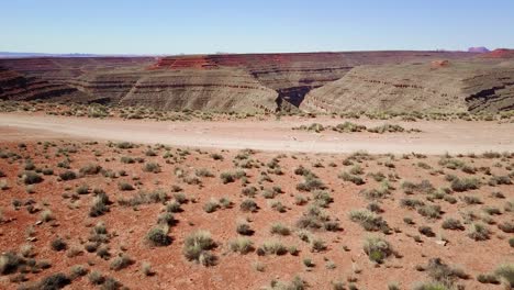 Beautiful-aerial-along-desert-reveals-Goosenecks-State-Park-in-Utah