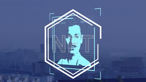 animation of nft and user photos over cityscape