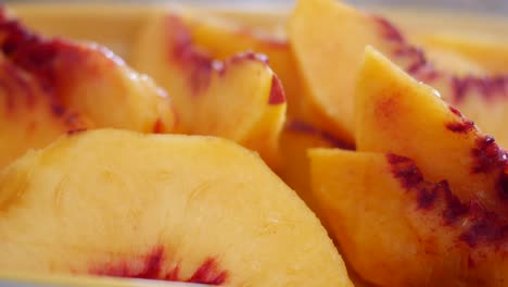 close-up of sliced peaches