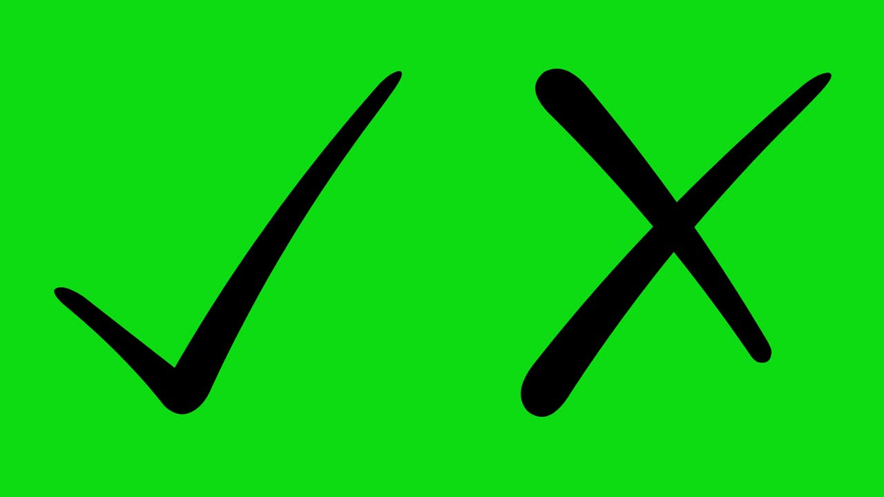 Loop animation of a check mark and a black cross