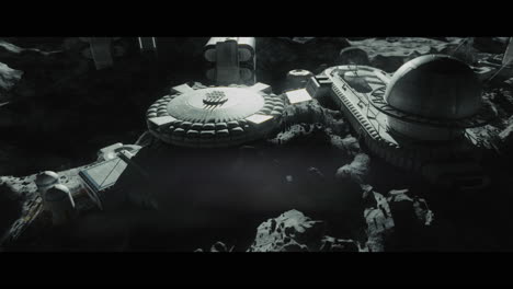 moon surface with a lunar base